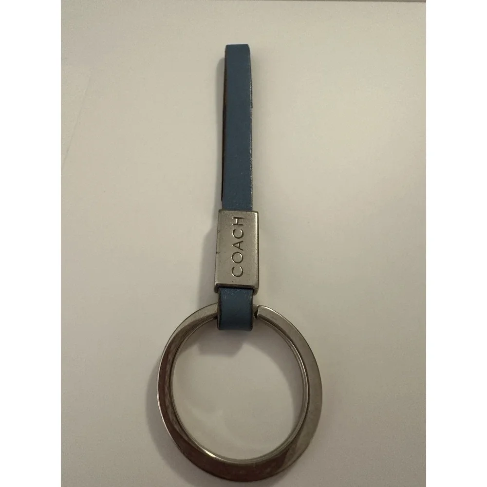 Vintage Coach Blue Leather Loop Keychain Key Ring Purse Accent